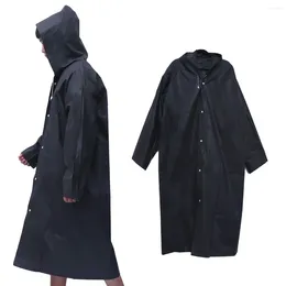 Raincoats Black Unisex Waterproof Rain Poncho Lightweight Reusable Hiking Hooded Coat For Outdoor Activities