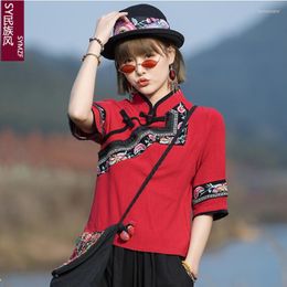 Ethnic Clothing Spring 2023 Top Loose And Thin Literary Temperament Cotton Linen Chinese Style Embroidered Shirt
