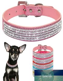 XSSML Collars Bling Rhinestone Dog Collars Pet PU Leather Crystal Diamond Puppy Pet Collar and Leashes for Dog Accessories7716138