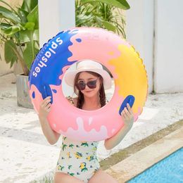 Life Vest Buoy Block Pattern Swim Circle Thicked PVC Children Adult Floating Ring Celebrity Ins Style Water Play Swim Ring for Summer Sea Party J230424
