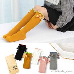 Kids Socks Kids girls over Knee High Socks Contrast lace bow toddler long school autumn princess child baby infant socks medias para