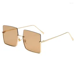 Sunglasses Square Women Half Frame Metal Glasses Men 2023 UV400 Eyewear