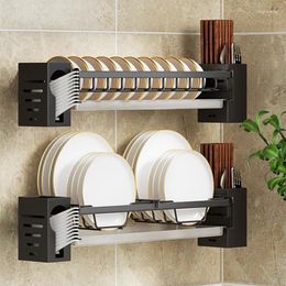 Kitchen Storage Bowl Plate Drying Shelf Dish Rack Organiser Wall Mounted Drainer Holder Shelves Tableware