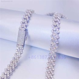 Zuanfa 10k Real White Gold Moissanite Diamond Cuban Chain Necklace