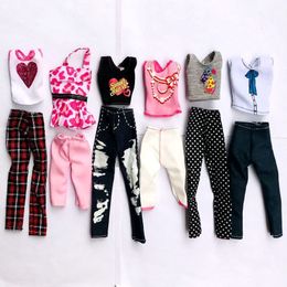 Doll Accessories est Fashion Handmade 12 ItemsLot Free =6 Tops 6 Pants Clothes For Game DIY Birthday Present 230424