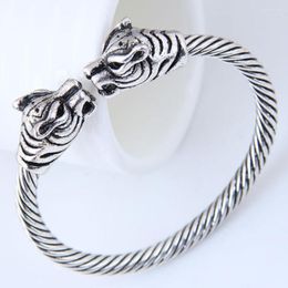 Bangle Fashion Men's Bracelet Vintage Metal Animal Leopard Elephant Lion Double Wolf Adjustable Personality