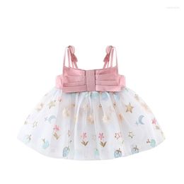 Girl Dresses Bmnmsl Baby Dress Spaghetti Straps Embroidery Star Moon Tulle Patchwork A-line For Daily Party