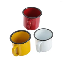 Wine Glasses 3Pcs Retro Enamel Mug Tea Drinking Cup Vintage Style Cups Home Water With Lid And Straw