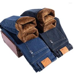 Men's Jeans Plus Size 42 44 46 Winter Fleece Casual Stretch Fashion Cotton Thick Warm Denim Trousers Male Business Pants