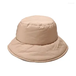 Berets Fashion Hats For Women Autumn Winter Hat Solid Colour Cotton Bucket Wide Brim Casual Keep Warm Windproof Cap Female Basin