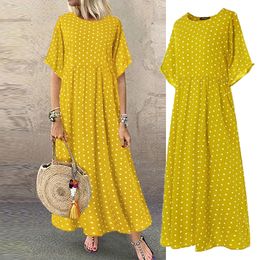 Casual Dresses Boho Maxi Dress Vintage Print Summer Half Sleeve Loose Dress Casual Plus Size Female Long Dress Big Swing Dresses Robe Vestidos 230425