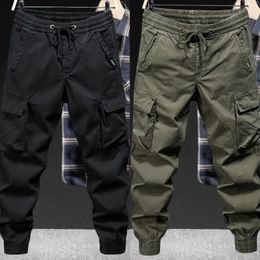 Men's Pants Loose Solid Y2k Street Wear Cargo Multiple Pockets Men Casual Tactical Work Straight Trousers Outdoor Hiking Overalls Male