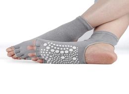 Sports Socks Women Yoga Anti Slip Dance Pilates Grip For Fitness Breathable Ballet Ladies Gym Half Open Toe Five Fingers Sock8355650