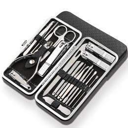 Nail Manicure Set Qmake 19 in 1 Stainless Steel Manicure set Professional Nail clipper Kit of Pedicure Tools Ingrown ToeNail Trimmer 230425