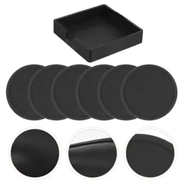 Table Mats 1 Set Round Silicone Coasters Heat Resistant Cup Pads For Home (Black)