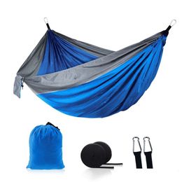 106*55 Inch Outdoor Parachute Hammock Foldable Camping Swing Hanging Bed Nylon Cloth Hammocks With Ropes Carabiners Hamaca De Tela De Paracaidas Al Aire Libre