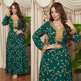 Ethnic Clothing Fashion Middle East Long Sleeve Dresses Dubai Embroidery Robe Muslim Islamic Turkey Loose Kaftan Abaya Women Ramadan Modest