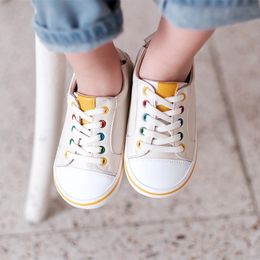 Sneakers Spring and Autumn Children's casual shoes real leather Colourful Boy's flat Cowhide cute baby Girls 3 T 5T 230424