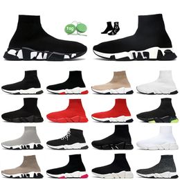 Designer Sock Trainers Shoes aaa+Quality Top OG Speed Trainer Luxury Women Men Black White Red Graffiti Fashion Speeds 2.0 Clear Sole Socks Runners Platform Sneakers