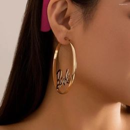 Hoop Earrings Exaggerated Punk BABE Letter Big Circle For Women Fashion Statement Hollow Round Piercing Wed Accessories