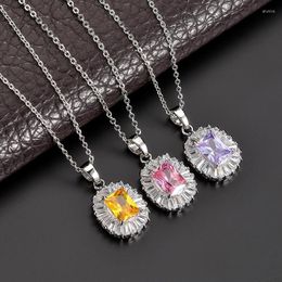 Pendant Necklaces 11.11 Luxurious Square Bohemian Women Platinum Accessoires Fashion Cz Friends Jewellery Gifts For Girls