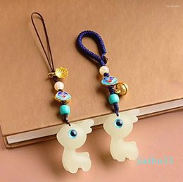 Glow Stone Cute Deer Mobile Phone Keychain Creative Design Kawaii Animal Key Chains Accessories Girl Handbags Bag Keyring