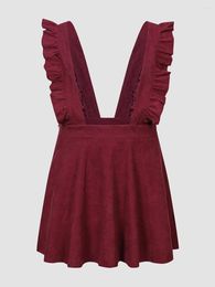 Plus Size Dresses Finjani Women Party Dress Sexy Burgundy Strap Polyester Elastic Skirt