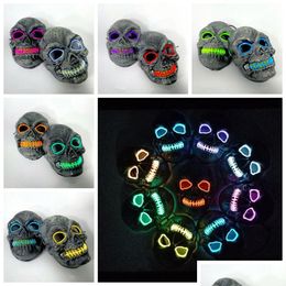 Party Masks Skl Glowing Mask Costume Led For Horror Theme Cosplay El Wire Halloween Supplies Rra2126 Drop Delivery Home Garden Festiv Dh5Ra
