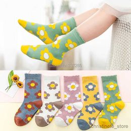 Kids Socks Girls child cotton socks pretty flowers cute princess high socks for baby kids autumn Colourful children girls sock