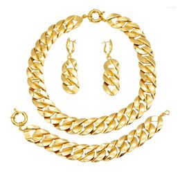 Necklace Earrings Set For Women 24K Gold Plated Copper Coin Big Bracelet Sets African Dubai Fashion Jewellery Party