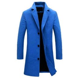Men's Trench Coats Stylish Solid Colour Men Outwear Jacket Button Up Formal Long Sleeve Dust Coat Jackets for Leisure Overcoat