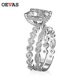 Solitaire Ring OEVAS 100% 925 Sterling Silver Wedding Rings Set For Women Sparking Created Gemstone Diamonds Engagement Band Fine Jewellery Gifts 230425