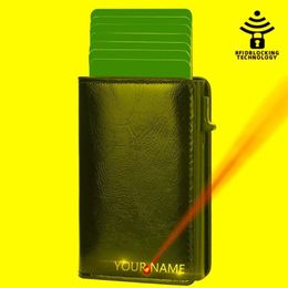 Card Holders Holder Customised Men Wallets Rfid Black PU Leather Slim Mini Wallet Small Money Bag Male PursesCard242Q