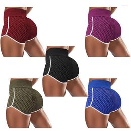 Women's Shorts Women High Waist Yoga Sports Honeycomb Textured Compression Leggings Ruched BuLifting Booty Workout Pants 10CE