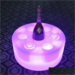 Other Bar Products New Led Rechargeable 7 Cups Lighted Serving Tray Glowing Liquor Bottle Display Colorf Changing Cocktai Party Servic Ot816