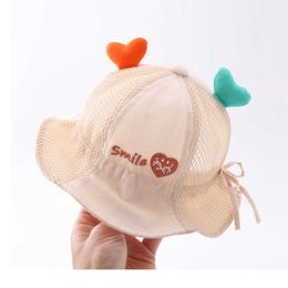 Caps Hats Summer Outdoor Sun Hat for Baby Girl Pink Cotton Mesh Fisherman Cap Kids Bucket Bonnet 0-24 M P230424