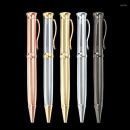 Creative 1.0mm Gold Silver Metal Ballpoint Pen Printed Logo Rotating Oil Student Stationery Supplies
