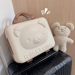 Duffel Bags Hand Luggage 14inch Cartoon Cute Children's Bear Password Portable Storage Box Women's Small Cosmetic Case 230424