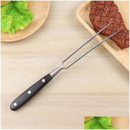 Bbq Tools Accessories Portable Outdoor Barbecue Tool Wooden Handle Fork Food Drop Delivery Home Garden Patio Lawn Cooking Eating Dhwsq