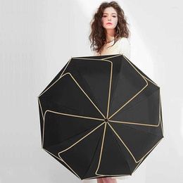 Umbrellas Petal Outdoor Travel Sunscreen Sun Umbrella Rain Women Anti UV Protection 3 Fold Parasol Portable Wind Resistant Female Luxury