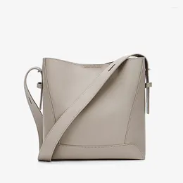 Evening Bags Luxury Women's Bucket Solid Color Bag Genuine Leather Ladies Handbag One Shoulder Messenger Girl Designer Large Capacity