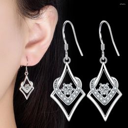 Dangle Earrings Fanqieliu Stamp 925 Silver Needle Square Heart Zircon Drop For Woman Jewellery Girl Gift Trendy FQL21279