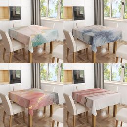 Table Cloth Marble Series Pink Stripes Art Design Flax Tablecloth Dustproof Cover Heat Resistant Kitchen Dining Room 200x140cm