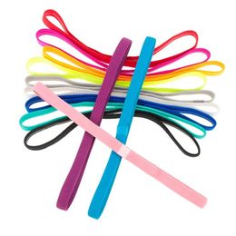 Sweatband 12Pcs Yoga Hair Band Women Elastic Candy Colour Headband Girl NonSlip Rubber Running Gym Fitness Workout Accessories 230425