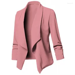 Women's Suits Elegant Blazers For Women Clothing Cardigan Coats Turndown Collar Long Sleeve Irregular Hem Jackets Solid Colour Plain