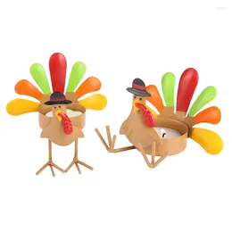 Candle Holders Candlestick Metal Colorful Turkey Shape For Wedding Birthday Party Thanksgiving Christmas Dinner Decoration