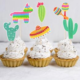 Festive Supplies 7pcs/lot Cartoon Cactus Cake Topper Summer Party Decor Cupcake Flags Cute Plants Boy Girl Birthday Baby Shower Decoration