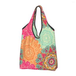 Shopping Bags Custom Mandala Flower Deanfun Colourful Women Portable Large Capacity Grocery Shopper Tote