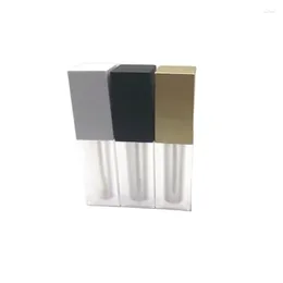 Storage Bottles 5ML Empty Plastic Lip Gloss Tube Gold Black White Lid DIY Frost Clear Refillable Square Packaging Container 30PCS