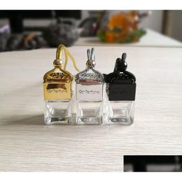 Essential Oils Diffusers Car Per Bottle Scented Oil Diffuser Rearview Ornament Hanging Cube Hollow Air Freshener Fragrance Empty Glass Dhd9Y